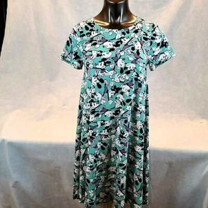 Lularoe XS Teal Disney Mickey Mouse Carly Swing Dress - Picture 1 of 5