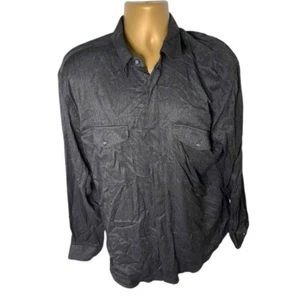 Vintage 80s-90s Henry Grethel Studio Button Down Shirt Rayon Charcoal Large 42cm - Picture 1 of 7