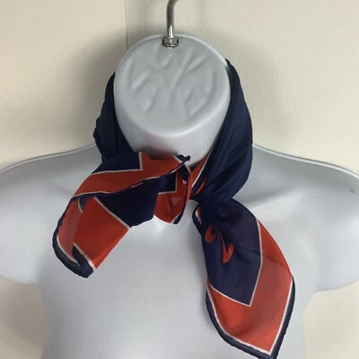 Bufanda cuadrada vintage Baar & Beards para mujer roja blanca azul inicial D clásica Foto 1 de 4