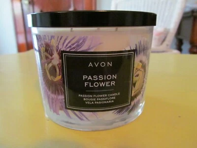 Avon Passion Flower Scented Candle 3 Wick 11 oz Glass Jar - Image 1 of 4