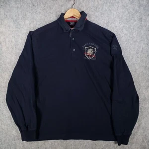 Paul & Shark Rugby Shirt Mens Medium Blue Navy Big Crest Logo Preppy Top Polo - Picture 1 of 13