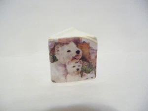 LIBRO DE DEDAL HUESO FINO CHINA INGLATERRA MADRE WESTIE CON CACHORROS - Imagen 1 de 5