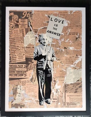 Mr Brainwash Love is the Answer Original 1/1 UNQ 2022 FIRMADO A MANO Y ENMARCADO arte Foto 1 de 4