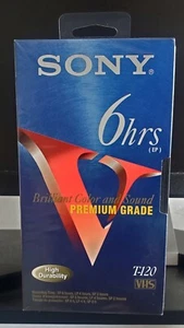 SONY 6 Hour Blank High Quality VHS Tape PREMIUM GRADE T-120VF SEALED New - Picture 1 of 2