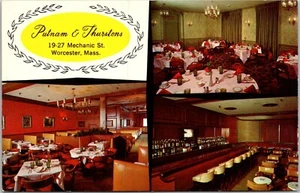 Postcard Massachusetts Worcester MA Putnam & Thurstons Restaurant Multi View - Bild 1 von 2