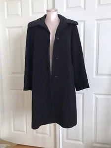 Cinzia Rocca Due Size 6 US Black  Alpaca Mohair Wool Blend Luxury Coat - Picture 1 of 14