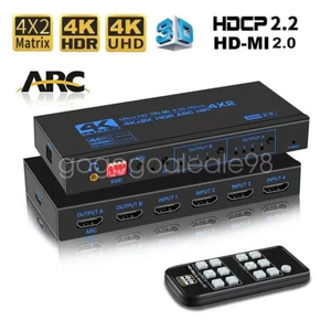 4X2 HDMI Matrix Switch Splitter 4K 60Hz with Toslink Spdif Audio out 4 in 2 out - Picture 1 of 19
