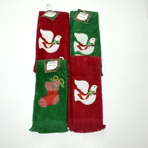 Toallas de mano vintage de baño navideño con paloma bordadas - Imagen 1 de 7