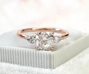 1.30 Ct Cushion Cut IGI Certified Lab Grown Diamond Wedding Ring 14K Rose Gold - Picture 1 of 10