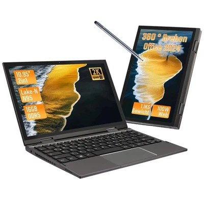 Longevence 10,95Zoll-2-in-1 Netbook, Win 11/Office 24, Celeron N95, 16 +256 SSD - Bild 1 von 4