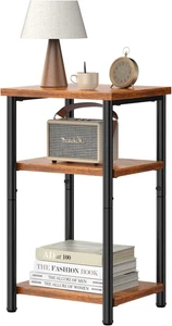3-Tier End Table Side Table Small Space Storage Nightstand Rustic Brown - Picture 1 of 12