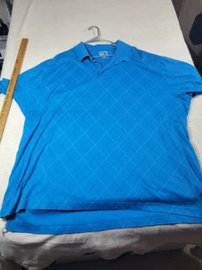 St. Johns Bay Men's Polo Quick Dry Performance Shirt 4XLT Blue Diamond Shape - Picture 1 of 8