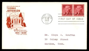 Mayfairstamps US FDC 1954 Thomas Jefferson 3rd President First Day Cover aau_100 - Picture 1 of 2