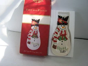 FITZ & FLOYD Weihnachten Keramik Frosty Schneemann Löffel Rest Mix it Up Y'all Neu im Karton  - Bild 1 von 5