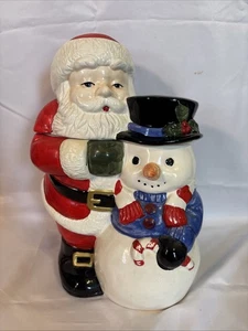 Weihnachtsmann/Schneemann Keksdose 12" "Celebrate The Season" - Bild 1 von 12