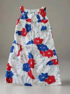 Vtg 70's  PERIWINKLE Floral Sun Dress SMALL l Poly Cotton JUMPER Made In USA - Picture 1 of 9