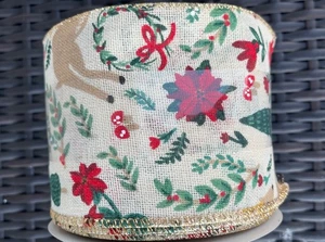 Wire-Edged Christmas Ribbon 4" New Sealed Roll - Picture 1 of 1