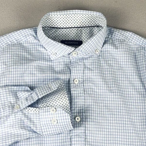 BUGATCHI Shaped Fit Flip Cuff L Shirt Houndstooth Geometric Button Up Preppy - Picture 1 of 14