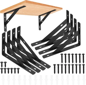 Heavy Duty Shelf Brackets - 8 Pcs L Shaped Metal Wall Mount Shelves Support for  - Picture 1 of 12