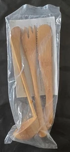 Pampered Chef 3 Piece Bamboo Serving Set #2048 Ladle Fork Spreader - New - Picture 1 of 4