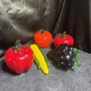 Vintage Murano Style Hand Blown Glass Fruit - Bundle 5 Items - Picture 1 of 1