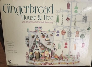 Vintage Costco Gingerbread House & Tree 17 Candy Ornaments & Light Cord - Picture 1 of 24