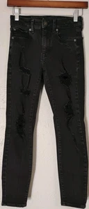 Aeropostale Womens High Rise Jegging Size 0 Short Jeans Distressed Black Stretch - Picture 1 of 10