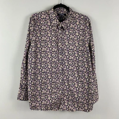 Camisa con botones Chaps No Iron para mujer 2X azul marino algodón manga larga Foto 1 de 4