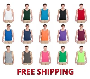 Gildan Men's Heavy 100% Cotton Tank Top Plain Tee Muscle Gym Sleeveless 5200 - Picture 1 of 46