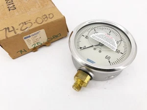 New Wika 9699117 Type 213.53 Pressure Gauge 4" 60psi 1/4" NPT LM - Picture 1 of 5