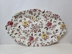 Vtg EMPIRE Chintz Floral Stoke On Trent Two Handled Oval Dish 10.5" L x 6.5" W - Picture 1 of 8