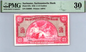 Suriname 2 1/2 Gulden 1942 PMG 30 VERY FINE Pick # 87b - Picture 1 of 3