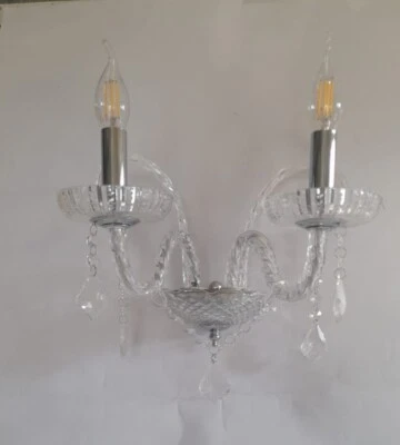 Applique Da Parete In Cristallo In Vetro Stile Murano 2 Luci Da Muro Ideal Lux - Immagine 1 di 4