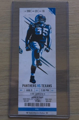 2017 Carolina Panthers Official NFL Mint Season Ticket Stub - pick any game! Cover