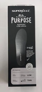 Superfeet Unisex All-Purpose Support Low Arch Insoles, Black, Size Options - Picture 1 of 7