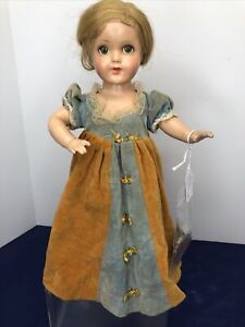 15”  Vintage Unmarked 1940’s? Compo Princess Doll Original Gown Blonde #SF