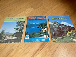 3 MONTANA HIGHWAY MAPS - 1958 / 1963 / 1970 - Picture 1 of 15