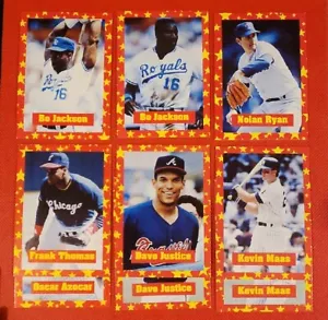 LOT DE 9 CARTES PUZZLE rouge/jaune Nolan Ryan, Bo Jackson, Frank Thomas, Dave Justice - Photo 1 sur 12