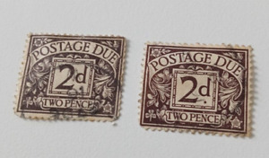 1936 - 37 & 1937- 38 - Postage Due - 2d - brown/black - UK - 2 stamps