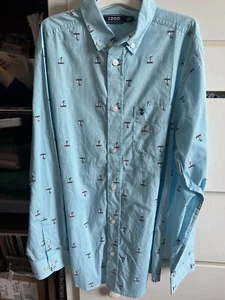IZOD gingham BOYS size Large 14/16 SAILBOAT shirt Nautical long sleeve SHIRT - Picture 1 of 5