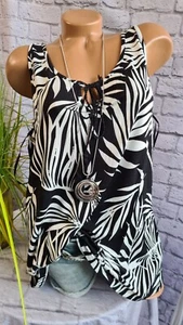 Sheego Shirt Top Tanktop Strandtop schwarz weiß gemustert 515 (9 563) NEU - Bild 1 von 4