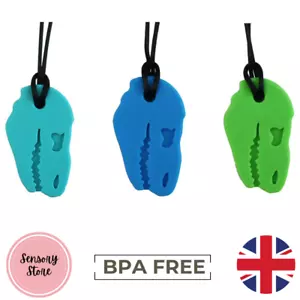 Kids Adults Sensory Dinosaur Chew Necklace Autism ADHD Biting Teething Toys UK - Picture 1 of 13