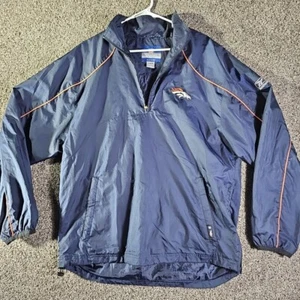 Vtg Reebok On Field Denver Broncos Windbreaker Pull Over Half-zip Jacket. Y2k - Picture 1 of 11
