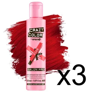 SALON CRAZY COLOR SEMI PERMANENT HAIR DYE COLOR 5.07 OZ #56 FIRE 3 PACK - Picture 1 of 1