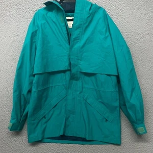 Vtg Eddie Bauer GoreTex Jacket Mens L Teal Rain Hooded Retro Outdoors - Picture 1 of 11