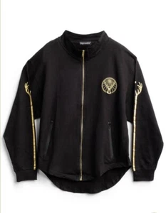 Jagermeister Black & Gold Jacket Womans XL Full Zip Hooded Wind (New No Tags) - Picture 1 of 5