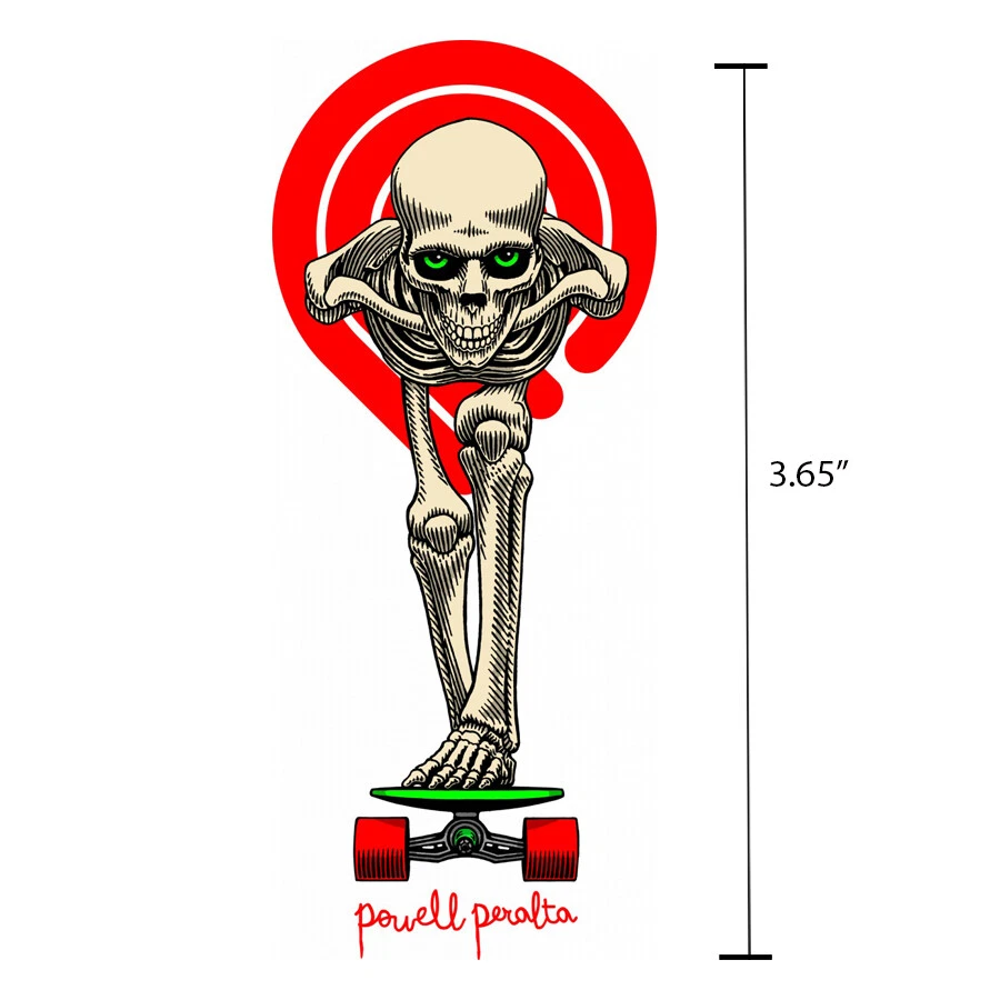 Powell Peralta Tucking Skeleton Die Cut White Skateboard Sticker Decal 3.65" New