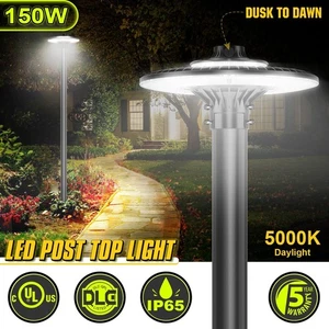 150W LED Post Top Light Commercial Outdoor Circular Area Pole Lamp Dusk to Dawn - Picture 1 of 11