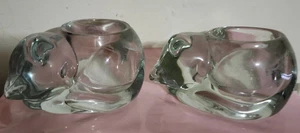 2 X Portacandele Votivo Tealight Gatti Dormienti Vetro Indiana Cristallo Trasparente 4,5 - Foto 1 di 6