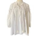 Womens White Cotton Oversized Top Size Small Crochet By Deesse Sicile X145